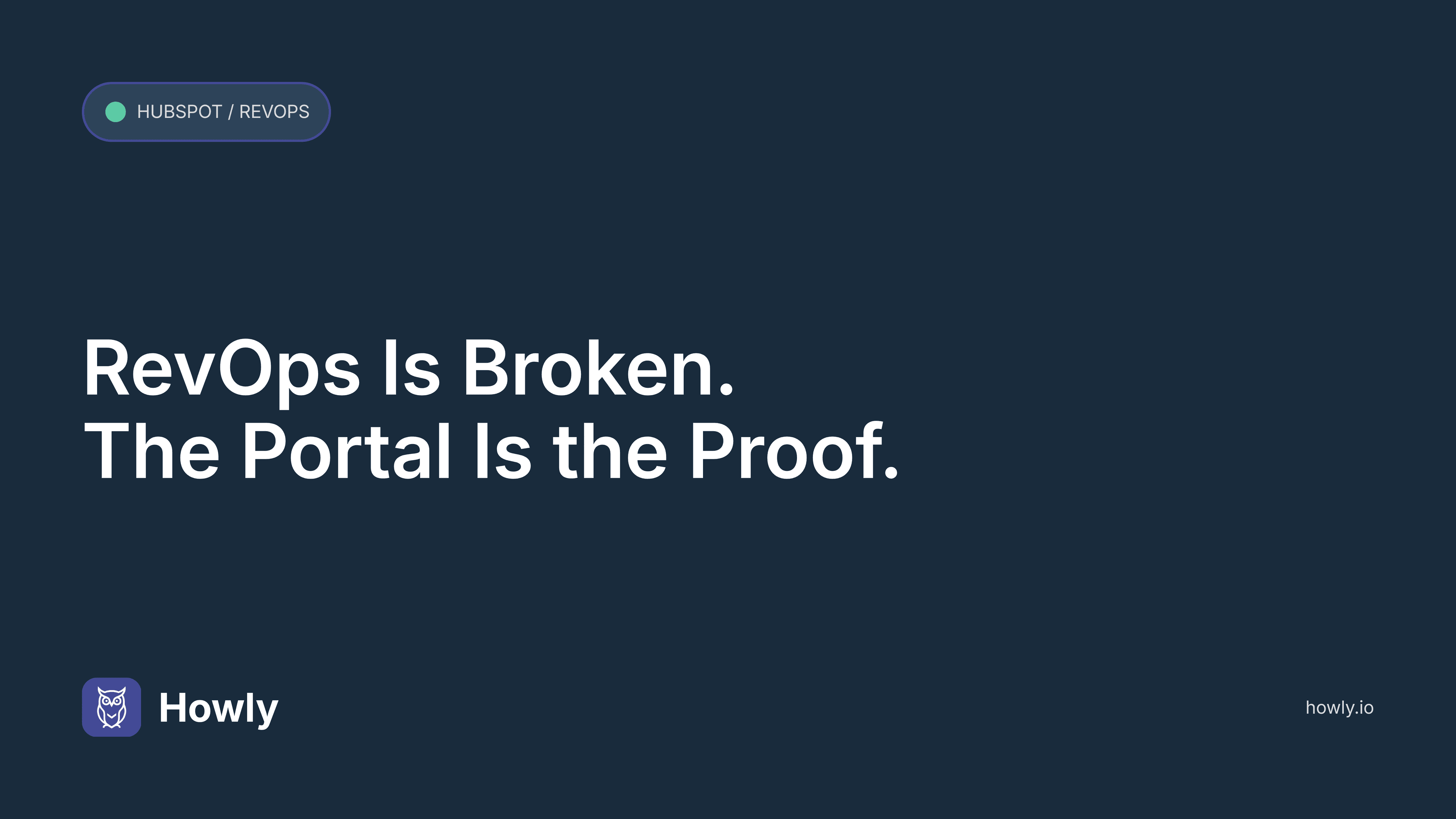 RevOps Is Broken. The Portal Is the Proof.